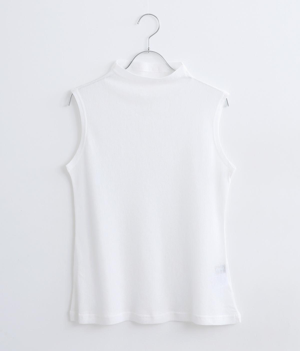 コットンメッシュハイネックノースリーブ(ホワイト-F)