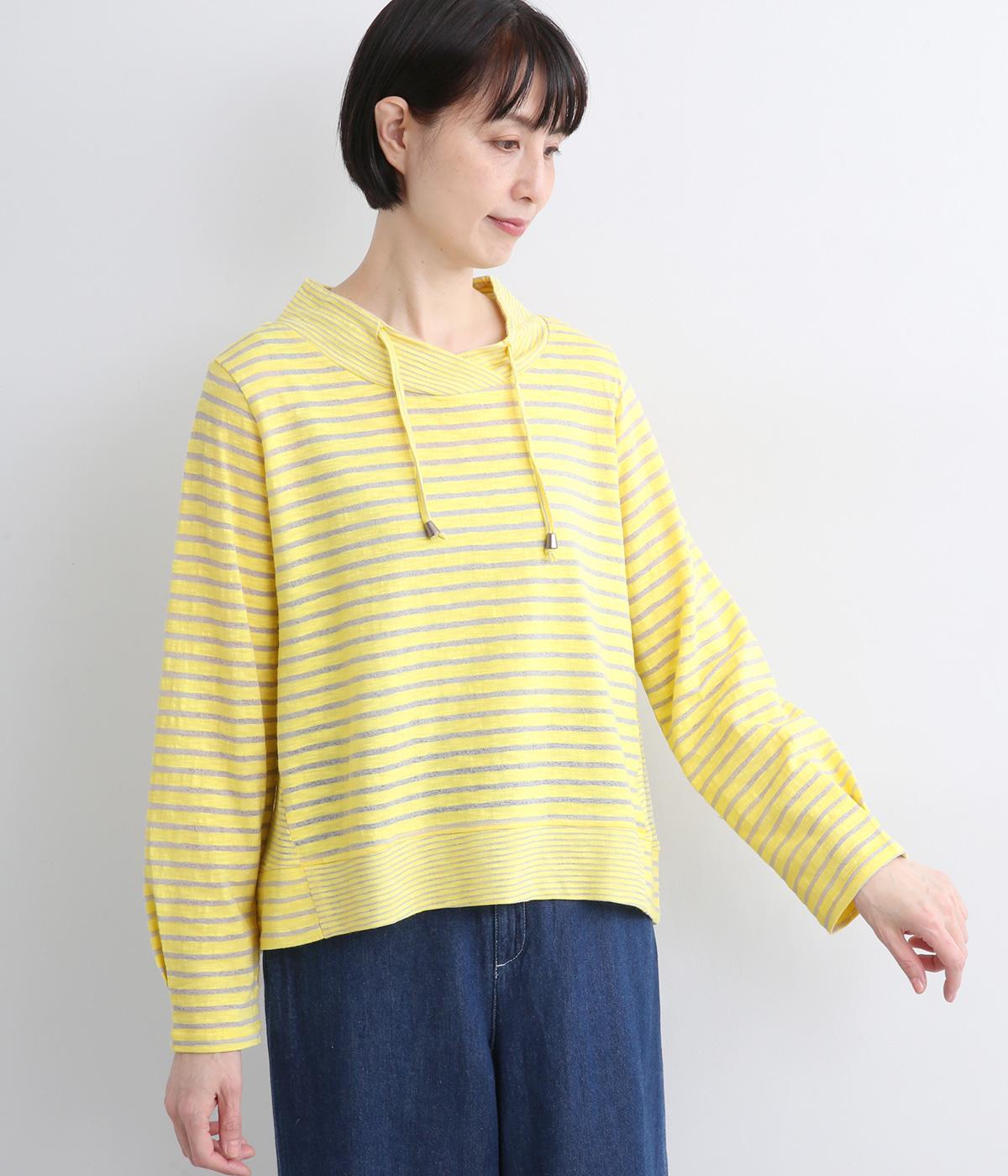 切替ボーダープルオーバー(ライトイエロー-F)