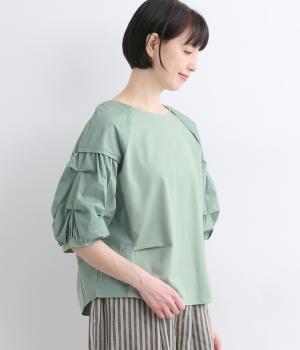 タックギャザーバルーン袖プルオーバー(グリーン-F)