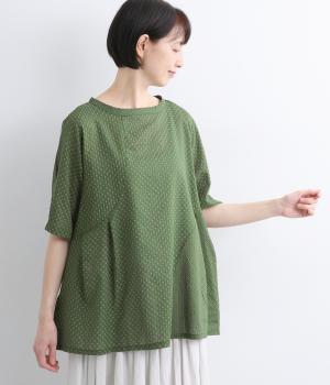 ドット切替チュニックプルオーバー(グリーン-F)