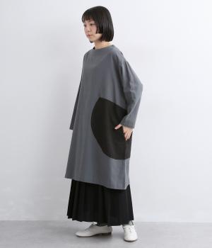 異素材切替サークルコクーンワンピース