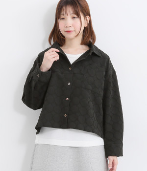 【LaLaquesera】サークルジャカードシャツジャケット(ブラック-ONESIZE)