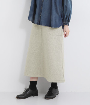 ダンボールウエストゴムサイドポケットスカート(グレー-ONESIZE)