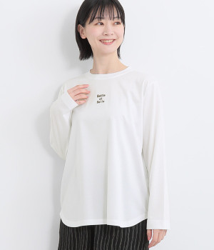 コットン天竺シリコンプリントロングTシャツ(オフホワイト-ONESIZE)