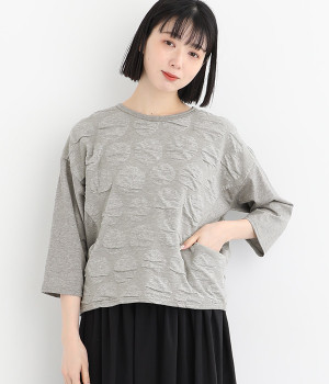 コットンドット柄ジャカードスムース地プルオーバー(グレー-ONESIZE)