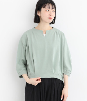 コットン天竺フライスキーネックプルオーバー(ミント-ONESIZE)