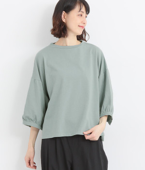 コットン裾前後差バルーン袖Tシャツ(ミント-ONESIZE)