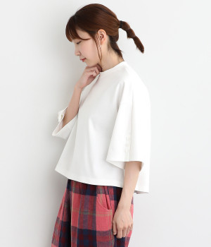 バスクポンチ袖ボタン半袖カットソー(オフホワイト-ONESIZE)