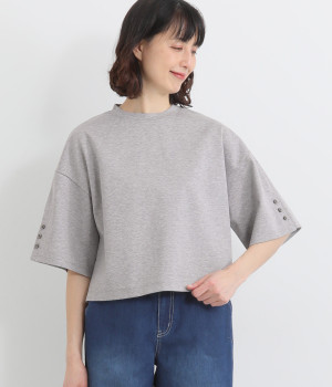 バスクポンチ袖ボタン半袖カットソー(トップグレー-ONESIZE)