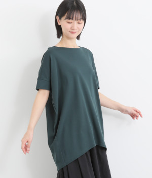 コットン強撚フライスドルマンビッグチュニック(グリーン-ONESIZE)