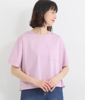 コットンスムースシルケットワイドTシャツ(ラベンダー-ONESIZE)