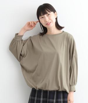 コットン天竺裾ドロストポケット付きワイドプルオーバー(モカ-ONESIZE)