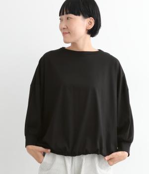 コットン天竺裾ドロストポケット付きワイドプルオーバー(ブラック-ONESIZE)