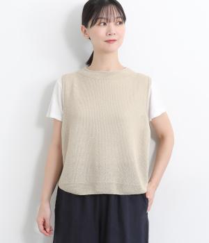 日本製サマーニットベスト(ベージュ-ONESIZE)
