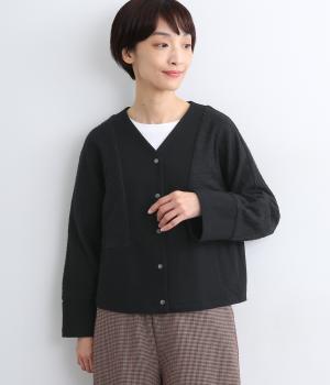 ツイードインレイ×バスクポンチジャケット(ブラック-F)