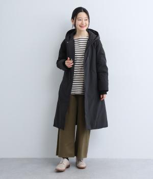 フード付きダウンコート(ブラック-F)