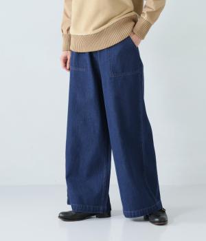 コットン6オンスデニムバイオ加工パンツ(ブルー-F)