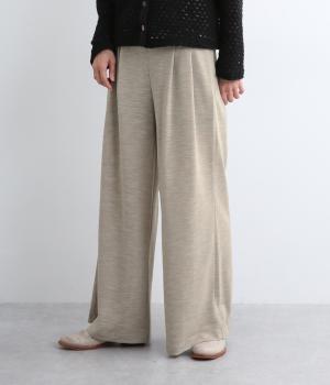 リネンライクックワイドパンツ(ベージュ-F)