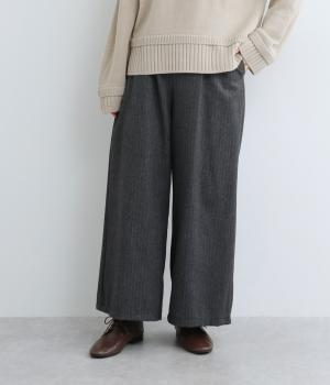 【LaLa que sera】ウールヘリンボーンセミワイドパンツ(チャコール-F)