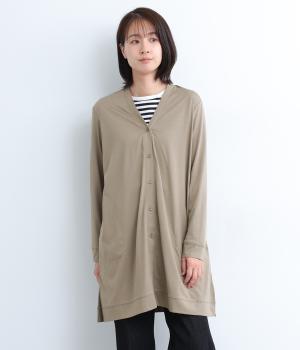 シルケットコットンサイドスリットロングカーディガン(モカ-F)