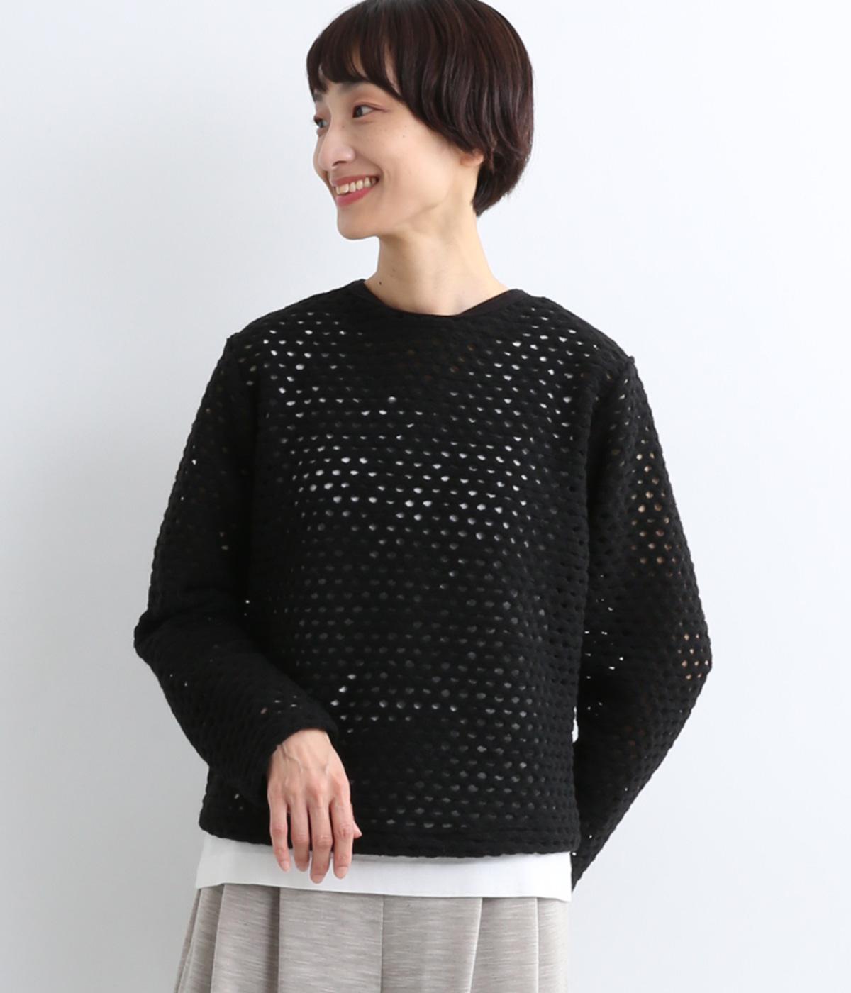 【La La que sera 】スライバーレース2wayプルオーバー(ブラック-F)