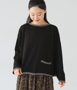 配色切替ポケット付2wayカーディガン(ブラック×トップモカ-F)