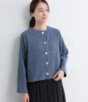 【LaLa que sera】カットドットストライプデニムジャケット(デニムネイビー-F)