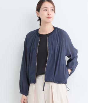 コットンシフォンギャザーブルゾン(ネイビー-9)