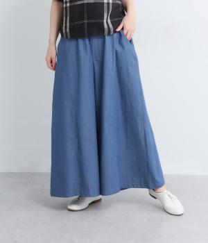 【LaLa que sera】ライトデニムセンター切替ワイドパンツ
