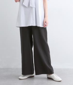 【LaLa que sera】テンセルバイオセミワイドパンツ(ブラック-F)