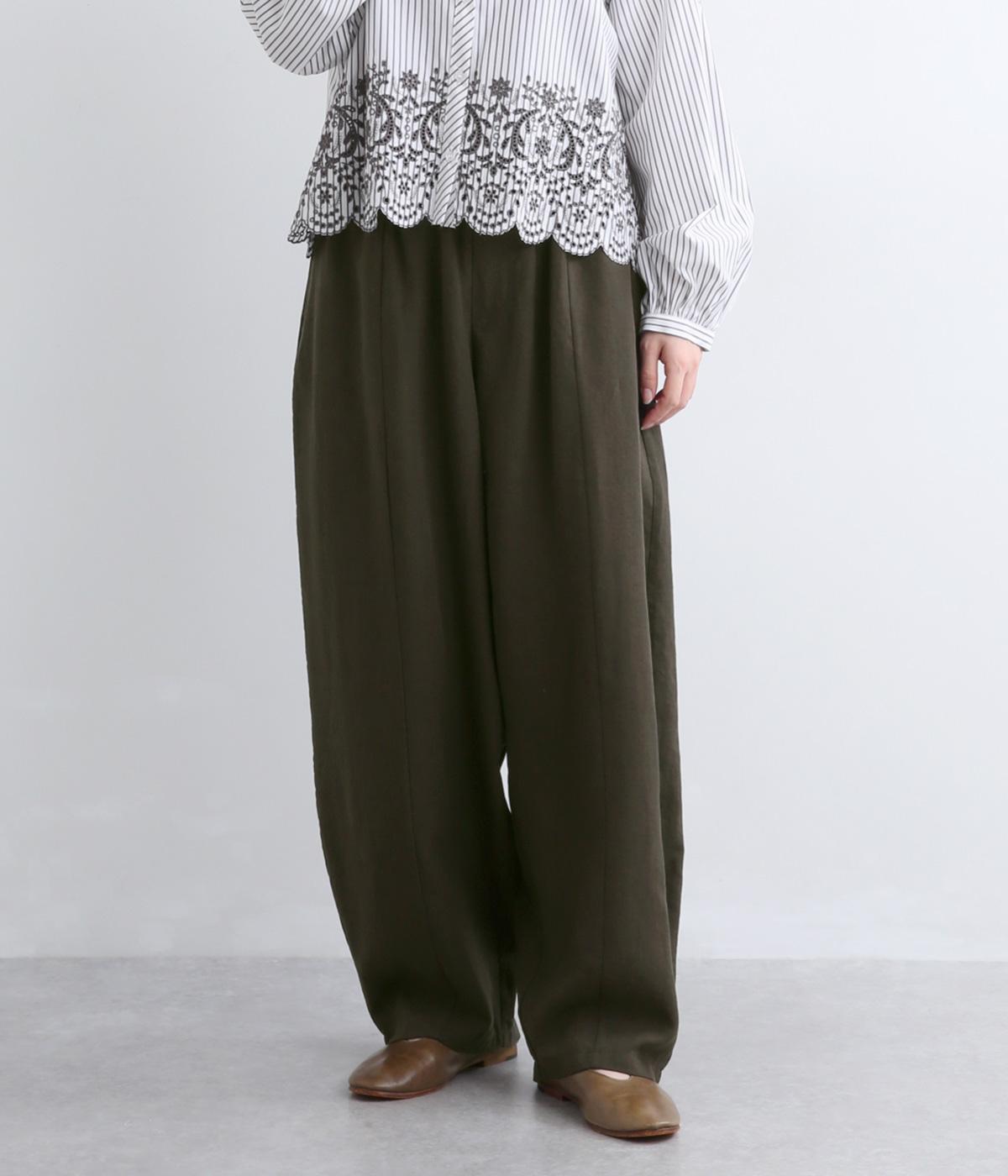 【LaLa que sera】テンセルリネンバレルパンツ(チャコールグレー-F)