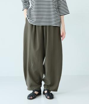 コットン混合タックワイドパンツ(チャコール-F)