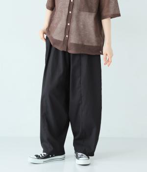 コットン混合タックワイドパンツ(クロ-F)