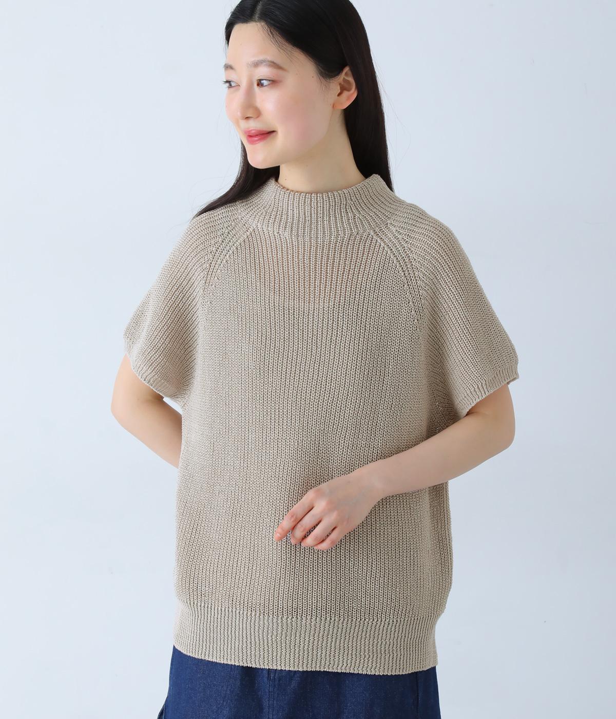 コットンハイネックニットプルオーバー(ベージュ-F)