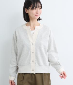 ダンボールニット×デニム切替カーディガン