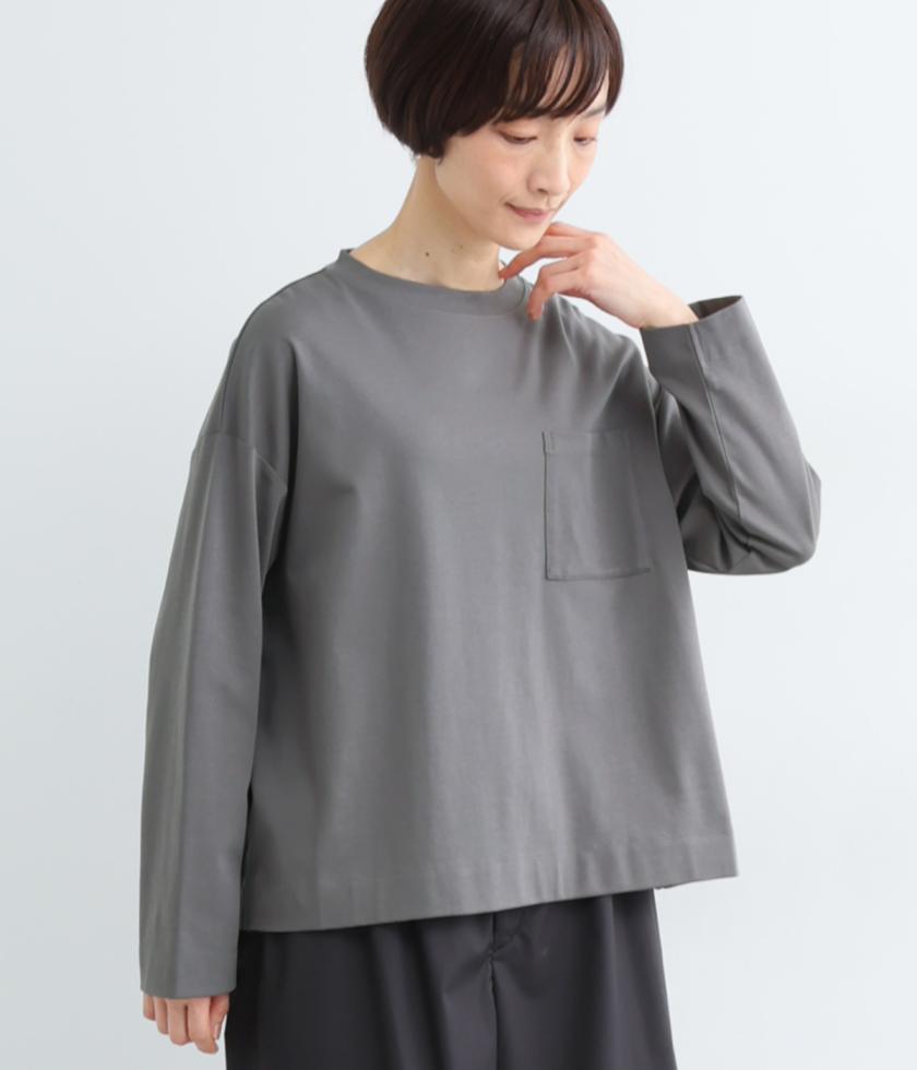 コットンハイネックポケットプルオーバー