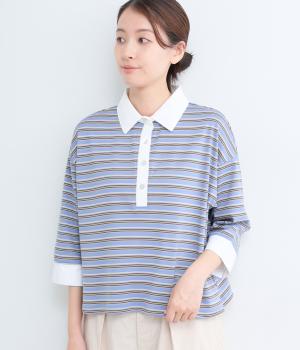 【LaLa que sera】フライスボーダー7分袖プルオーバー