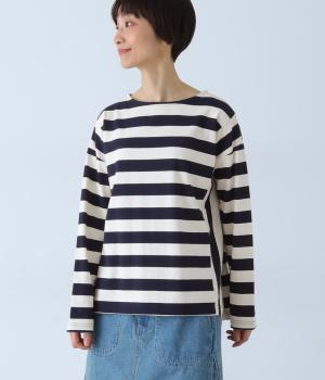 コットンボーダープルオーバー(キナリ×ネイビー-F)