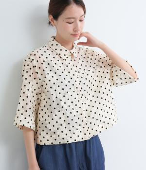 ドットシアーフラワージャカードシャツ(アイボリー-F)