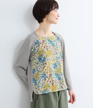 リバティプリント×フライスボーダープルオーバー(チャコールボーダー-F)