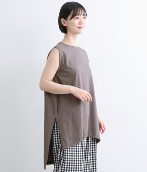 スリットチュニック丈タンクトップ(チャコール-F)