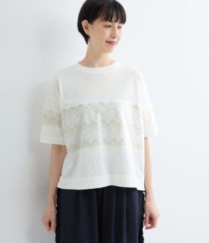 コットンローン刺繍切り替えプルオーバー(シロ-F)