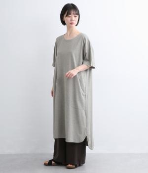 切替ロング半袖ワンピース