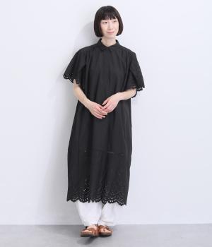 カットワーク刺繍ワンピース(ブラック-F)