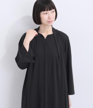 ドライクールキーネックドレープワンピース(ブラック-F)