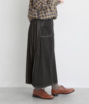 WASH DENIM バックプリーツフレアースカート（BK・F）