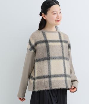 日本製モヘアシャギービッグチェックMIPポンチプルオーバー