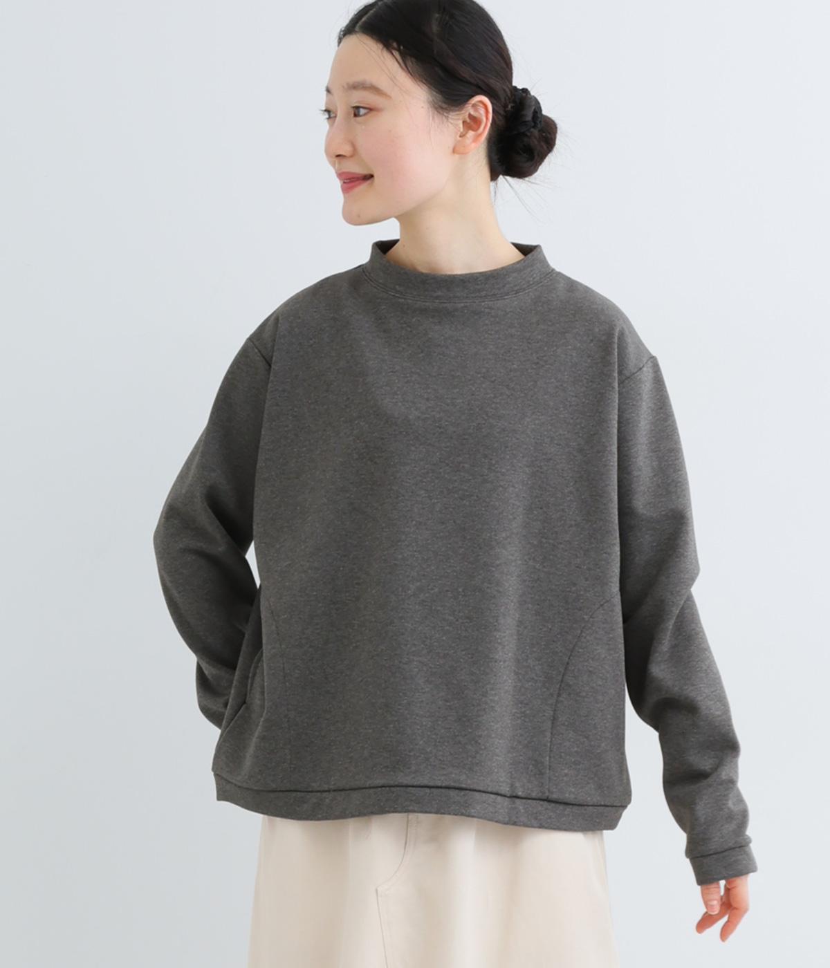 裏起毛ポケット付プルオーバー(杢チャコール-F)