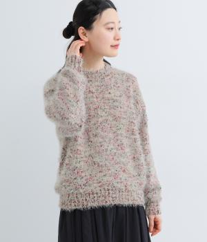 カラフルフェザーモールストレッチプルオーバー(ミックスレッド-F)