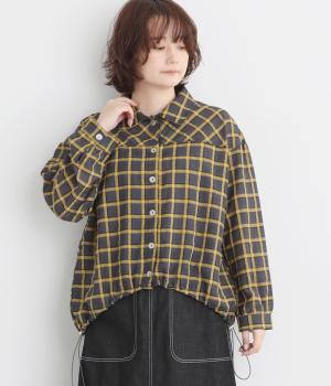 【La La que sera 】ワッシャーチェックフロントドロストブラウス